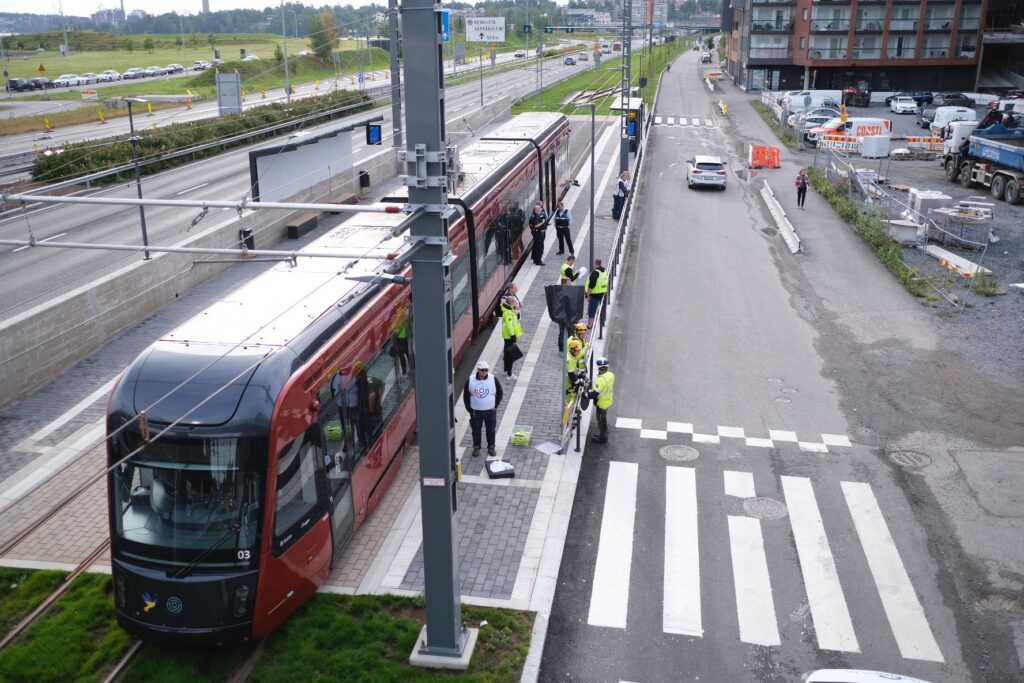 Tampereen Ratikan pelastusharjoitus Santalahdessa 3.8.2023n