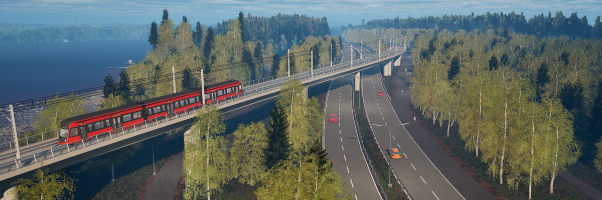 Havainnekuva Teiskontien ylittävästä uudesta raitiotiesillasta.