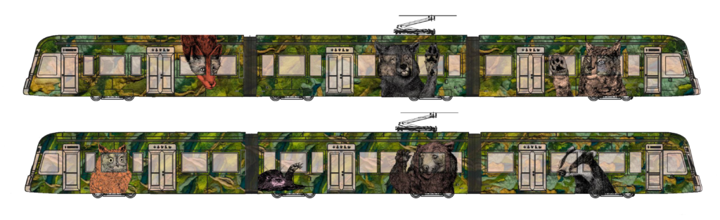 Taideratikan Ilai Lehdon teos Morottavat metsäneläimet 